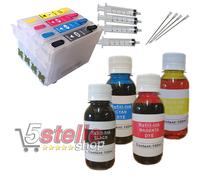 KIT 4 CARTUCCE RICARICABILI + INCHIOSTRO PER EPSON WF-3620DWF 3640DTWF 7110DTW