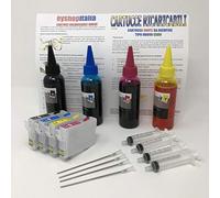 KIT 4 CARTUCCE VUOTE RICARICABILI CON CHIP AUTORESET+4X 100ML INCHIOSTRI DI RICARICA PER EPSON T1631 T1632 T1633 T1634 CON STAMPANTE Epson WORKFORCE WF2010W / WF2510WF / WF2520NF / WF2520 / WF2530WF / WF2540WF / WF-2660DWF , In Omaggio 50 Fogli Carta Lucida .