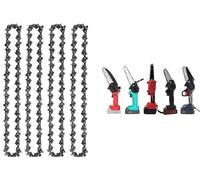 Kit 4 Catena "8" Ricambio + 1 Barra "8" Pollici Per Mini Motosega Sega Batteria