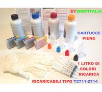 KIT 4 COMPATIBILI CON EPSON 27XL T2711-2714 WF-7620DTWF + 1 LITRO COLORI