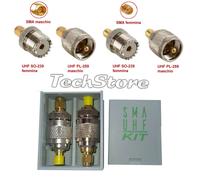 KIT 4 Connettori Adattatori da SMA Maschio/Femmina a UHF PL-259 / SO-239 SUK