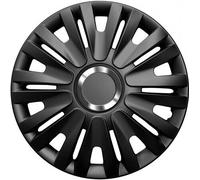 KIT 4 COPRICERCHI UNIVERSALI CERCHIO RUOTA 14 NERO SEMI LUCIDO CON INSERTO CROMA