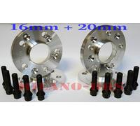 KIT 4 DISTANZIALI RUOTA 16mm ANT +20mm POST BMW SERIE X5 TYPE X70+ Bullone BLACK