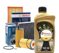KIT 4 FILTRI BOSCH PER PEUGEOT 308 II 1.6 BLUEHDI dal 03/2014 + 4LT TOTAL 5W30