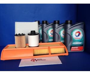 KIT 4 FILTRI TAGLIANDO FIAT PUNTO 1.3 MULTIJET MJT + OLIO TOTAL 5W40