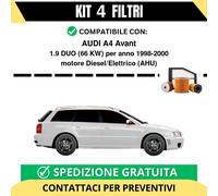 Kit 4 Filtri Tagliando per AUDI A4 Avant 1.9 DUO 66 kw Diesel/Elettrico 1998-...