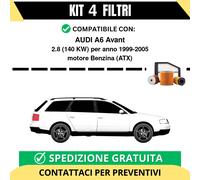 Kit 4 Filtri Tagliando per AUDI A6 Avant 2.8 140 kw Benzina 1999-2005
