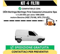 Kit 4 Filtri Tagliando per CITROËN Berlingo/Berlingo First Cassone/Limousine ...