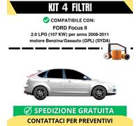 Kit 4 Filtri Tagliando per FORD Focus II 2.0 LPG 107 kw Benzina/Gasauto (GPL)...