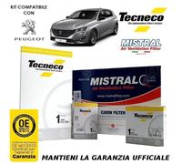 KIT 4 FILTRI TAGLIANDO PER PEUGEOT 308 II III 1.5 BLUEHDi DAL 10/2017 DV5RC YH01