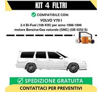 Kit 4 Filtri Tagliando per VOLVO V70 I 2.4 Bi-Fuel 106 kw Benzina/Gas natural...