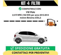 Kit 4 Filtri Tagliando per VW Polo 2.0 R WRC 162 kw Benzina 2013-2014