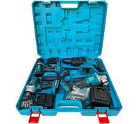 Kit 4 in 1 Trapano Avvitatore con Percussione + Flex Smerigliatrice Angolare + Svitabulloni Avvitatore impulsi + Martello Tassellatore SDS-PLUS Due Batterie da 68V Motore Brushless e Valigetta