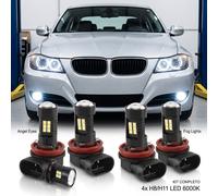 KIT 4 LAMPADINE LED H8 BIANCO 6000K PER BMW E90 E91 ANGEL EYES FENDINEBBIA