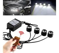 Kit 4 LED Eagle Eyes 12V Bianco 6000K + Telecomando Funzione Strobo Flash Tuning