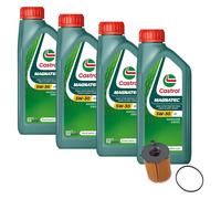Kit 4 Litri Olio Castrol Magnatec 5w30 A5 + Filtro Olio Motori 1.4 1.6 Tdci