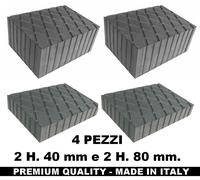 KIT 4 PEZZI 2 H80 mm e 2 H 40 SPESSORI gomma per PONTI SOLLEVATORI tamponi gomma