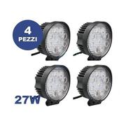 KIT 4 PEZZI FARO TONDO 27W X4 12-24V 9 LED PER AUTO BARCA JEEP LUCE