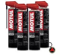 Kit 4 Pezzi Per Lubrificante Grasso Spray Motul C2 Chain Lube Road 400 ml
