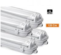 KIT 4 PEZZI Plafoniera Stagna 2 Tubi Neon LED T8 Portatubi 60cm 120cm 150cm IP65