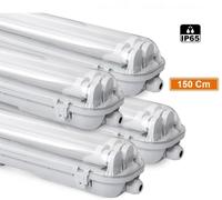 KIT 4 PEZZI Plafoniera Stagna 2 Tubi Neon LED T8 Portatubi 60cm 120cm 150cm IP65