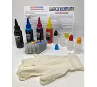 KIT 4 RICARICABILI CHIP AUTO RESET 27XL 2711-2714 WF-3640DTWF + 400ML INCHIOSTRO