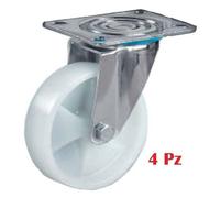 KIT 4 RUOTE NYLON ROTELLE RUOTA ROTELLA PER CARRELLO CARRELLI STAFFA GIREVOLE