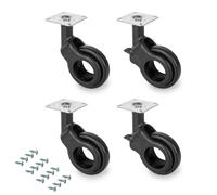 Kit 4 Ruote per Mobili Ø50 mm in Plastica e Acciaio Emuca Nero