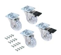 Kit 4 Ruote Slip per Carrello Ø7,5 cm con Piastra di Montaggio in Acciaio Emuca Trasparenti