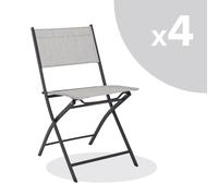 KIT 4 SEDIE PIEGHEVOLI ACCIAIO GIARDINO TERRAZZO BAR RAMIREZ GRIGIO