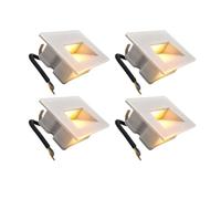 Kit 4 Segnapassi LED in vetro da Incasso per Scatola 503 CCT 3000K 4000K 6500K IP65 Esterno Interno 220V 5W 500 Lumen - Luce Selezionabile per Scale, Pareti, Muri, Vialetti - Moderno (Trasparente)