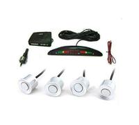 KIT 4 SENSORI DI PARCHEGGIO AUTO SUV CON MINI DISPLAY LED CICALINO SUONO BIANCHI