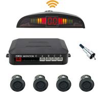 Kit 4 sensori di parcheggio wireless con display a led e segnale acustico nero