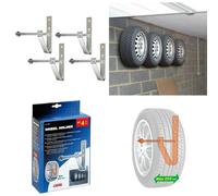 KIT 4 STAFFE A MURO SUPPORTO DA PARETE PORTA RUOTE CERCHI PNEUMATICI AUTO GARAGE