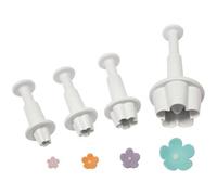 Kit 4 TAGLIAPASTA ad espulsione a forma di fiore fiorellini semplici - formine stampi Taglia Biscotti per Creare Fantastici Dolci e decori Torte - Ideale per Decorazioni in Pasta di Zucchero