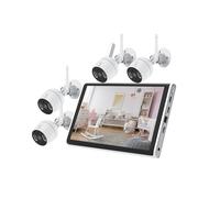 WIBY telecamere di sorveglianza WiFi esterno con monitor 10CH NVR, 4PCS 2MP WiFi Telecamere con audio bidirezionale, visione notturna a colori, display remoto, allarme App&Mail, 1TB HDD incluso