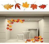 KIT 40 ADESIVI VETRINA VETRINE FOGLIE AUTUNNO STICKERS Vetrofania Autunnale decoro vetro negozio COD.V01