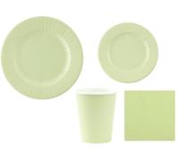 kit 40pz - Coordinato MONOCOLORE VERDE SALVIA tavola festa COMPOSTABILE - piatti