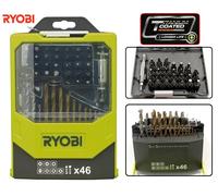 KIT 46 PEZZI PUNTE PER TRAPANO + INSERTI GIRAVITE DA 1/4 X AVVITATORE" RYOBI"