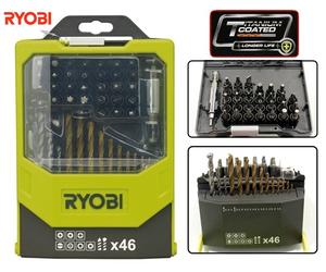 KIT 46 PEZZI PUNTE PER TRAPANO + INSERTI GIRAVITE DA 1/4 X AVVITATORE" RYOBI"