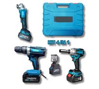 Kit 4in1 Trapano Avvitatore, Smerigliatrice, Avvitatore ad Impulsi, Torcia Doppia Batteria 68V