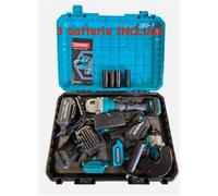 Kit 4in1 Trapano Smerigliatrice Avvitatore ad Impulsi Lampada 3 batterie Makota