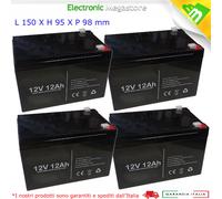 KIT 4x BATTERIA A PIOMBO 12V 12AH RICARICABILE PER BICI ELETTRICA 48V