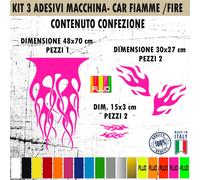Kit 5 Adesivi Auto Fiamme Tribale specchietti Striscia Cofano Bonnet Tuning 2175