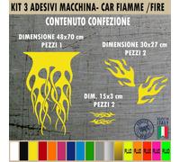 Kit 5 Adesivi Auto Fiamme Tribale specchietti Striscia Cofano Bonnet Tuning 2175
