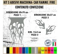 Kit 5 Adesivi Auto Fiamme Tribale specchietti Striscia Cofano Bonnet Tuning 2175