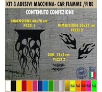 Kit 5 Adesivi Auto Fiamme Tribale specchietti Striscia Cofano Bonnet Tuning 2175