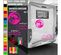 Kit 5 Adesivi camper AVVENTURA LUPO NATURA MONTAGNA caravan accessori cod.1834