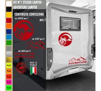 Kit 5 Adesivi camper AVVENTURA LUPO NATURA MONTAGNA caravan accessori cod.1834
