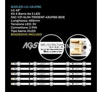 KIT 5 BARRE STRIP 5 LED TV LG SSC-Y21-SLIM-TRIDENT-43UP80-BOE 43NANO75